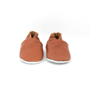 Chaussons souples 0-3M en cuir Babysoft cognac 