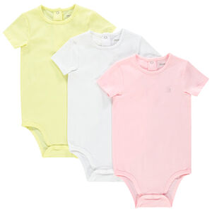 Lot de 3 bodies manches courtes unis pour bébé fille 