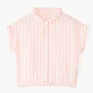 Chemise manches courtes en toile à rayures pour fille 