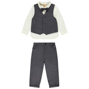 Ensemble pantalon + chemise avec nœud papillon pour bébé garçon 