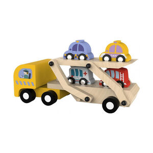 Convoyeur avec 4 voitures en bois 
