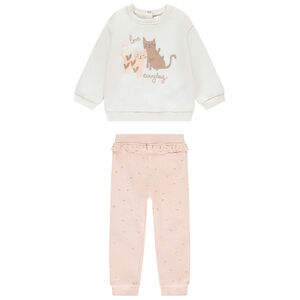 Ensemble jogging molleton motif chats pour bébé fille 
