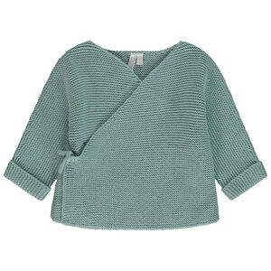 Gilet tricot à point mousse effet cache-cœur   