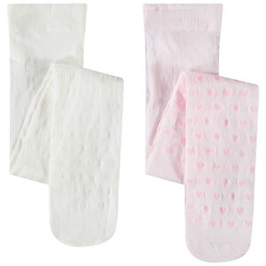 Lot de 2 collants fins motif cœurs pailletés pour bébé fille 