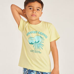 T-shirt manches courtes imprimé noix de coco pour garçon 