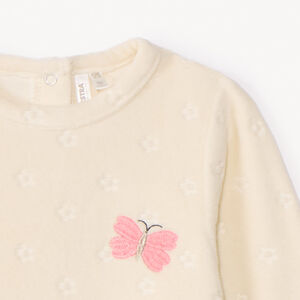 Dors-bien velours effet dévoré motif lapin pour bébé fille avec ouvertures différentes selon l'âge 