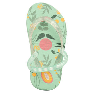 Tongs à bride pailletée imprimé fruits pour fille avec lanière selon l'âge 