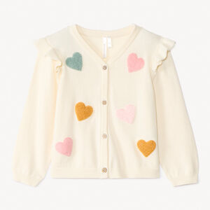 Gilet en tricot avec cœurs en bouclettes pour bébé fille 