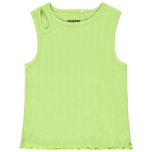 Débardeur uni en maille côte avec col fantaisie pour fille  