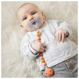 Attache-sucette en silicone beige/terracotta 