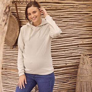 Sweat de grossesse et d'allaitement à zip et patchs bouclettes 