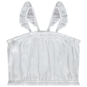 Crop top smocké à bretelles volantées pour fille 