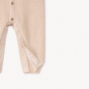 Combinaison + bonnet en tricot perlée uni pour bébé 