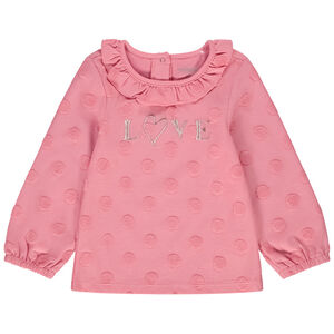 T-shirt manches longues en jersey avec pois en éponge pour bébé fille 