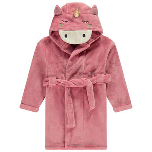 Robe de chambre unie en sherpa avec capuche licorne fantaisie pour fille 