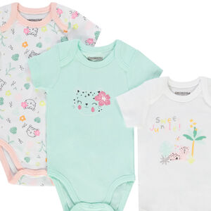 Lot de 7 bodies manches courtes en jersey imprimé animaux pour bébé fille 