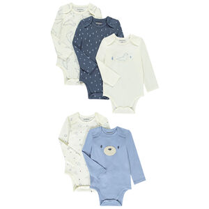 Lot de 5 bodies fantaisie pour bébé garçon (ouvertures différentes selon l'âge) 