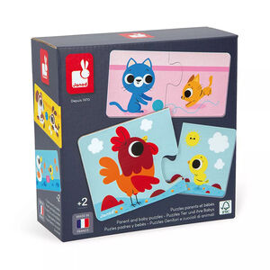 Coffret de 12 puzzles parents et bébés animaux 