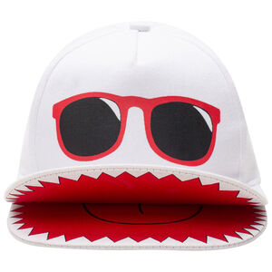 Casquette rayée en twill avec lunettes printées et double visière 