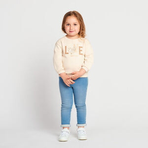 Sweat uni en molleton print love pour bébé fille 