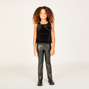Legging trompette en simili cuir pour fille 