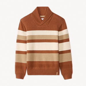 Pull à col châle en tricot rayé pour garçon 