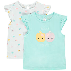 Lot de 2 t-shirts manches courtes volantées pour bébé fille 
