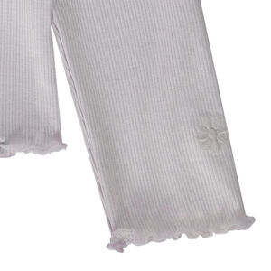 T-shirt manches longues côtelé avec fleur brodée pour fille 