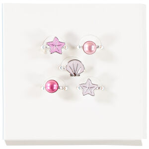 Lot de 5 bagues fantaisie coquillages pour fille 
