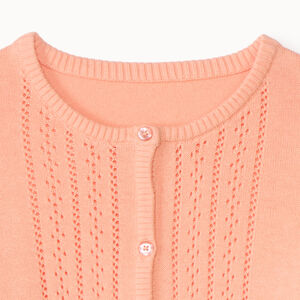Gilet manches longues en tricot fantaisie uni pour fille 