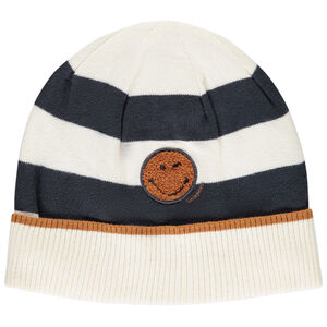 Bonnet à rayures avec patch brodé SmileyWorld pour garçon 