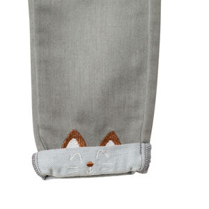 Jean effet used à chats brodés et poches pour bébé fille 