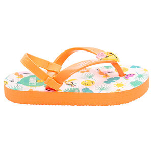 Tongs imprimées Smiley esprit tropical avec lanière élastiquée 