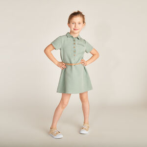 Robe chemise à manches courtes avec ceinture pour fille 