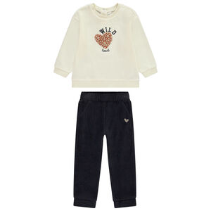 Ensemble sweat fantaisie + pantalon en velours pour bébé fille 