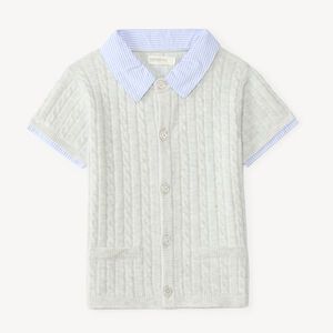 Gilet manches courtes fille avec empiècement chemise  