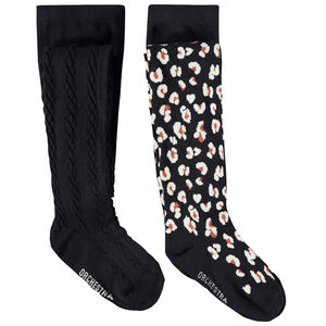 Lot de 2 paires de collants épais fantaisie pour fille 