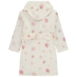 Peignoir éponge à capuche imprimé fleurs fille 