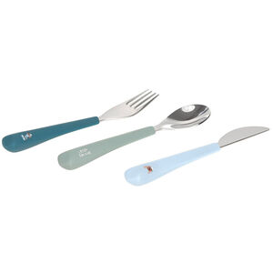 Set de 3 couverts silicone & acier inoxydable Tiny team Chien 
