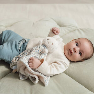 Doudou carré lapin Miffy imprimé fleuri Lucky Leaves  