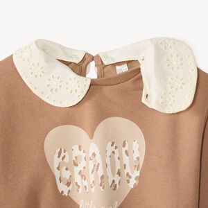 Sweat bébé fille oversize col Claudine amovible print fantaisie 