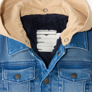 Veste en jean bébé garçon avec capuche amovible contrastée  