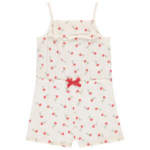 Combinaison courte avec volants et imprimé fleurs pour bébé fille  