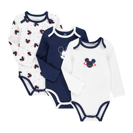 Lot De 3 Bodies En Coton Bio Motif Mickey Disney Pour Bebe Garcon Orchestra Fr