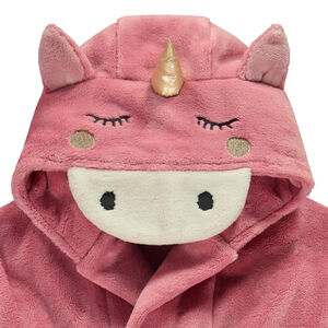 Robe de chambre unie en sherpa avec capuche licorne fantaisie pour fille 