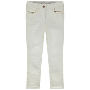 Jean slim uni avec strass pour fille 