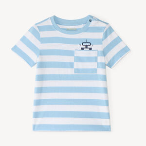 T-shirt à rayures print robot pour bébé garçon 