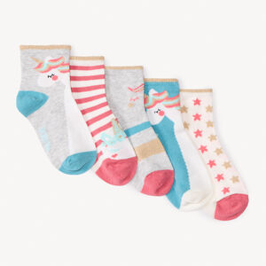 Lot de 5 paires de chaussettes fantaisies Licornes pour fille 
