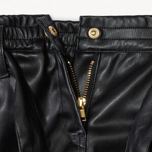 Short uni en similicuir avec ceinture à nouer pour fille  