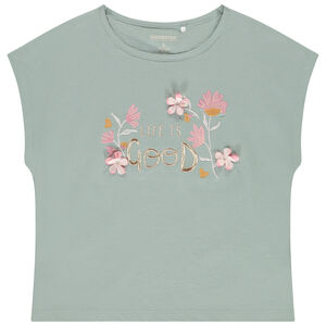 T-shirt manches courtes avec broderies effet 3D pour fille  